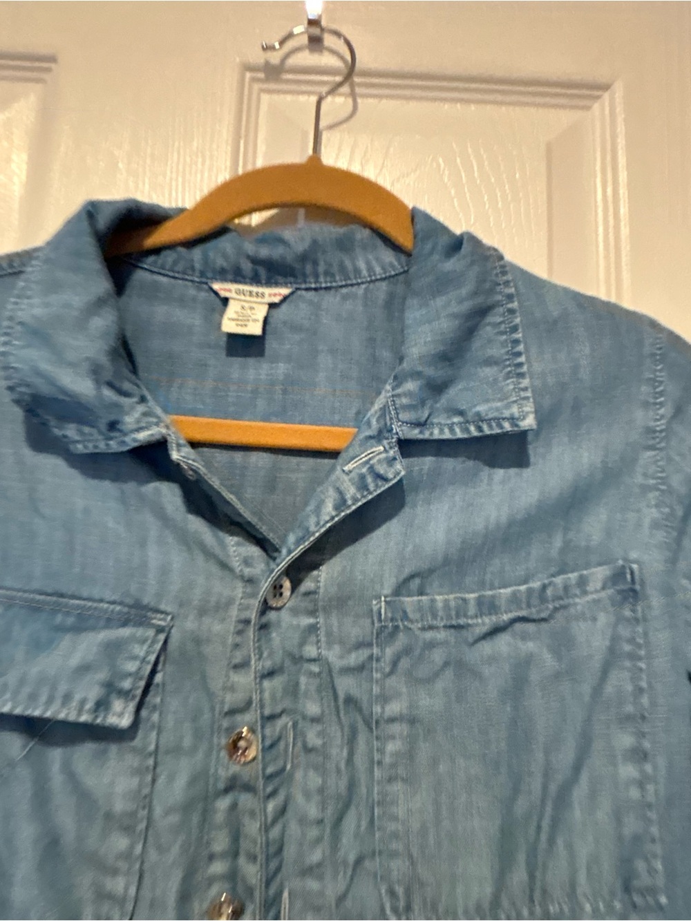 Guess Light Blue Denim Button-Up Shirt